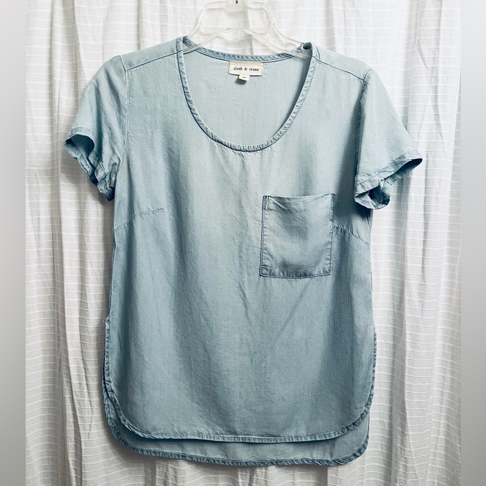 Chambray Tee With Side Slits - image 1